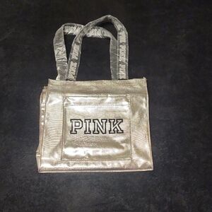 PINK Victoria's Secret Silver Metallic Tote